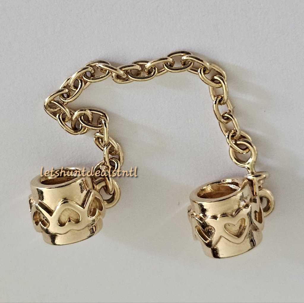 Brand New Pandora 14k Gold Hearts Safety Chain 759519c0005
